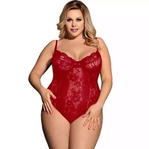 NEW Red laced lingerie plus size 12;16 bodysuit